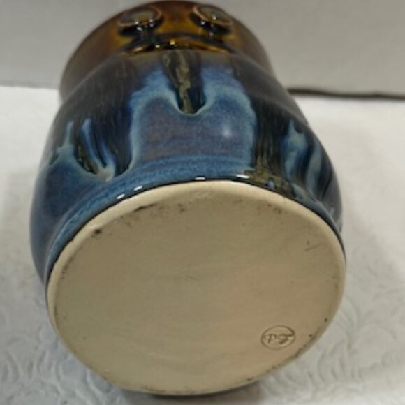 VTG Handmade Glossy Face Art Pottery Ceramic Candle Holder, Nick Knacks, etc 4" - Picture 9 of 12